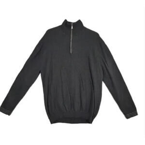 ALAN FLUSSER Cotton Cashmere 1/4 ZIP SWEATER Gray L NWT